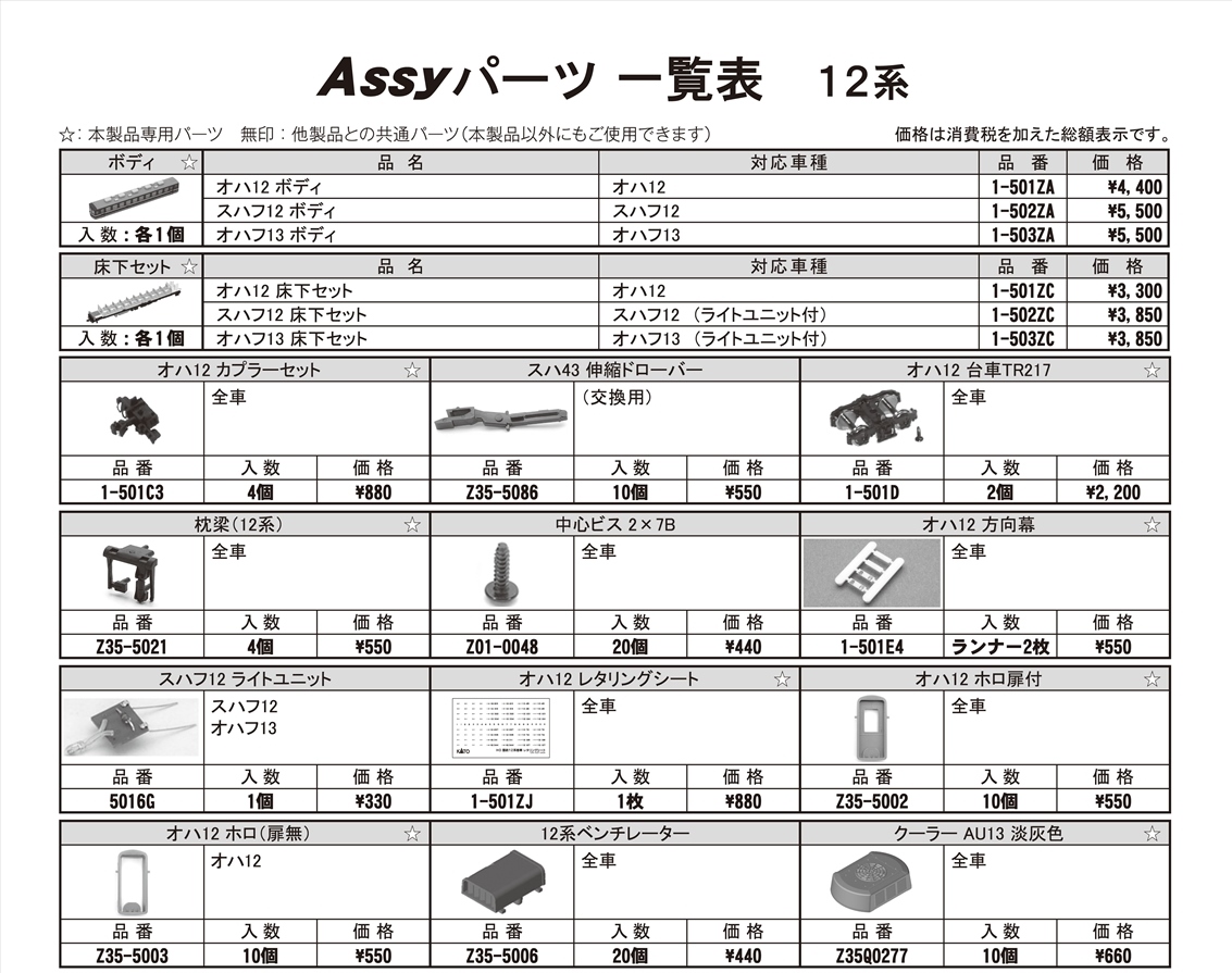 HO】 12系 (各種) | KATO(カトー) 1-501 1-502 1-503 鉄道模型